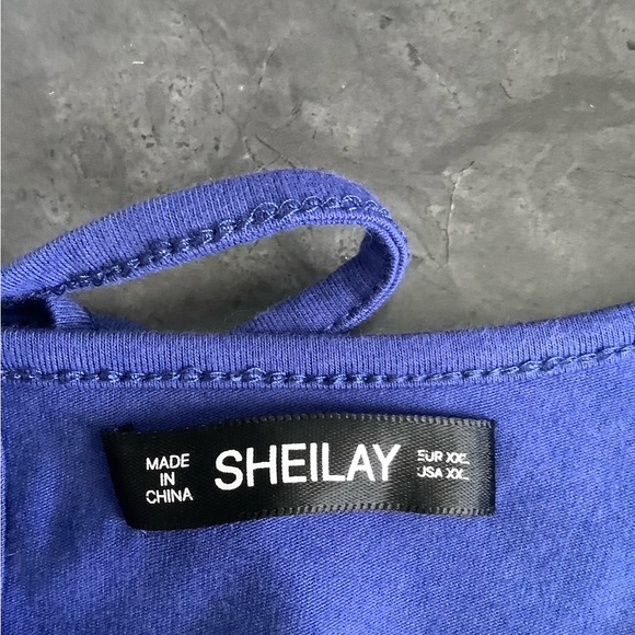 Blue Oversized 3/4 Sleeve Blouse - Picture 7 of 7